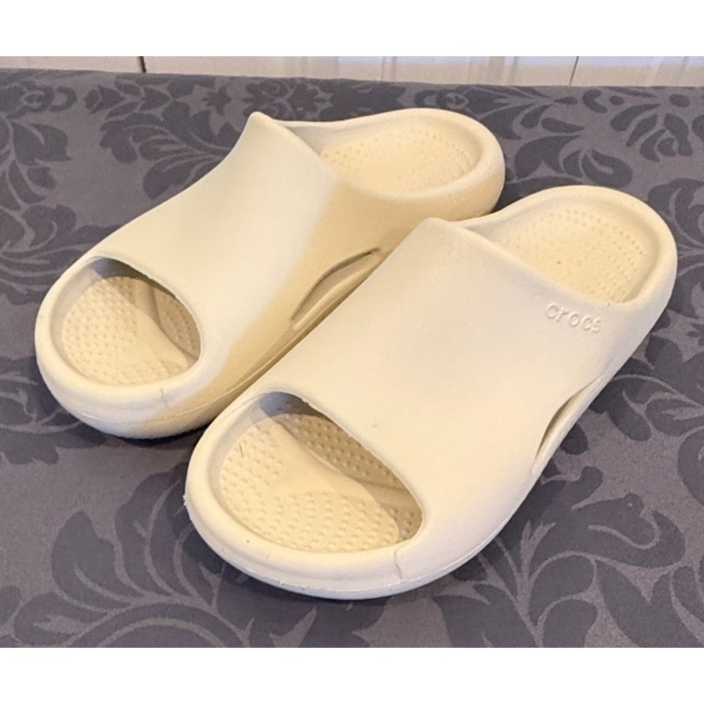 Crocs Mellow Recovery Slide Cream Bone M4 W6 Unisex Comfort Slip On Sandals
